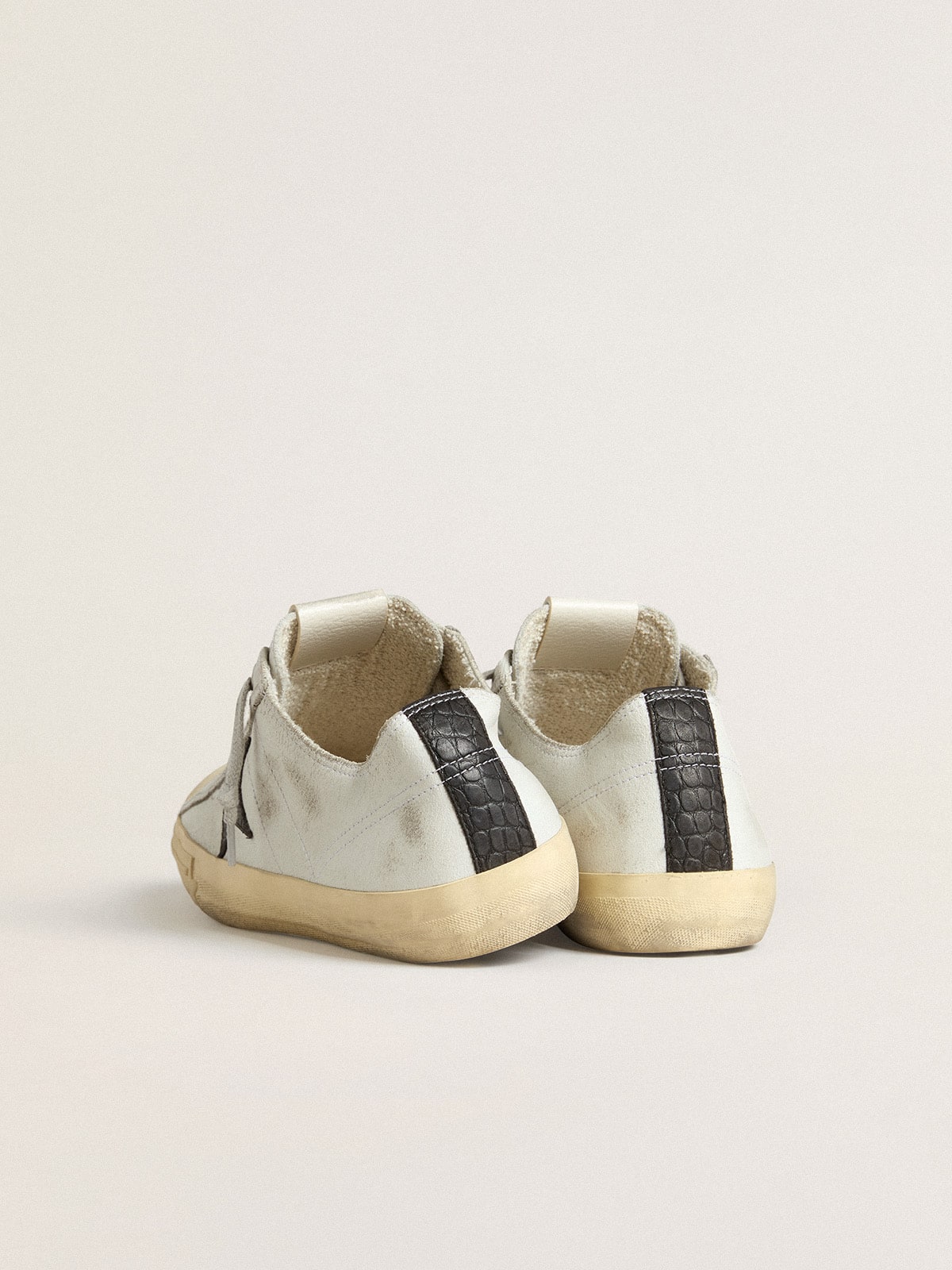 V-Star in leather with black crocodile-print leather star and heel tab - Golden Goose Men