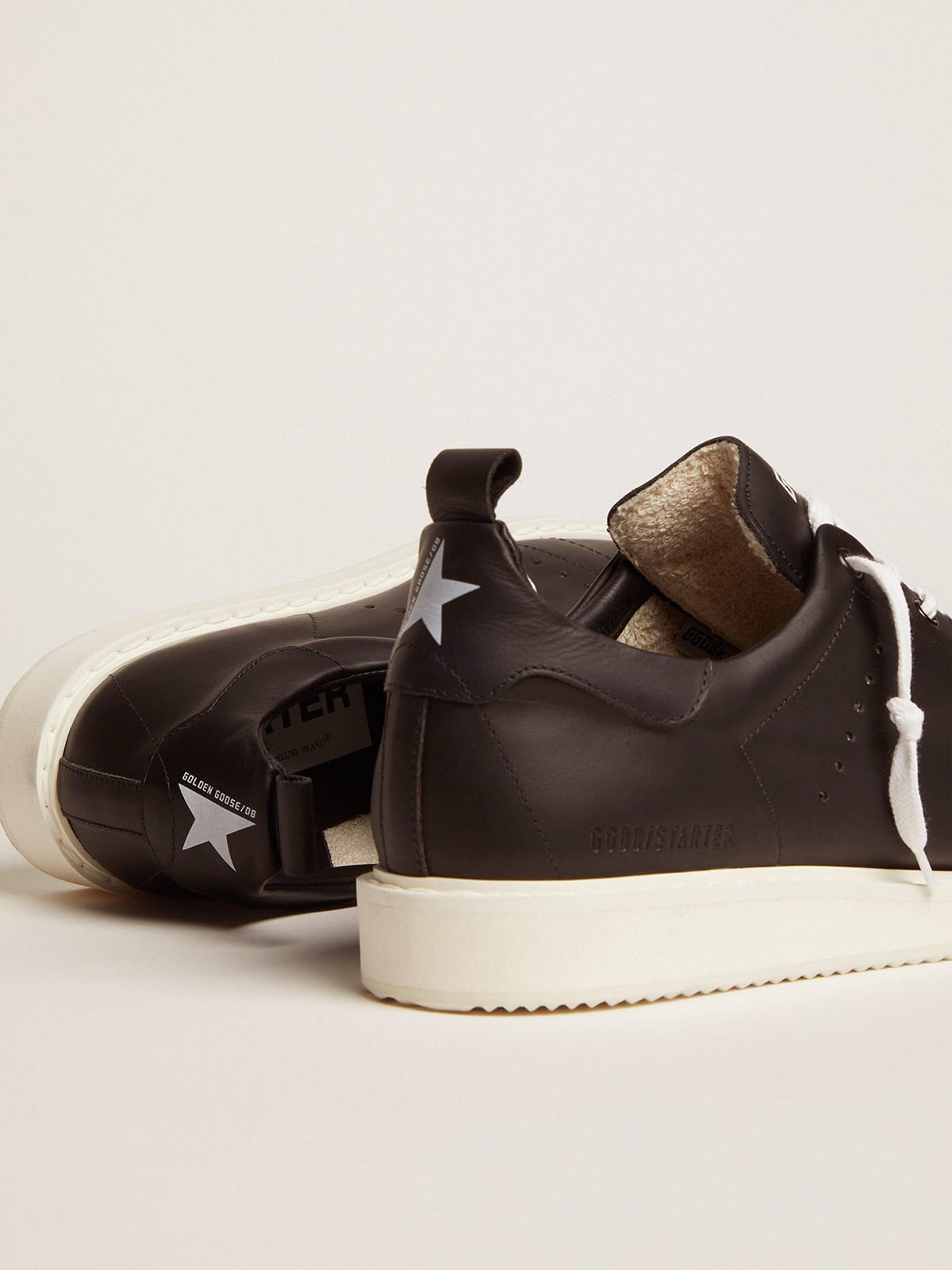 Men's Starter in leather with star printed on the heel tab - Golden Goose Men