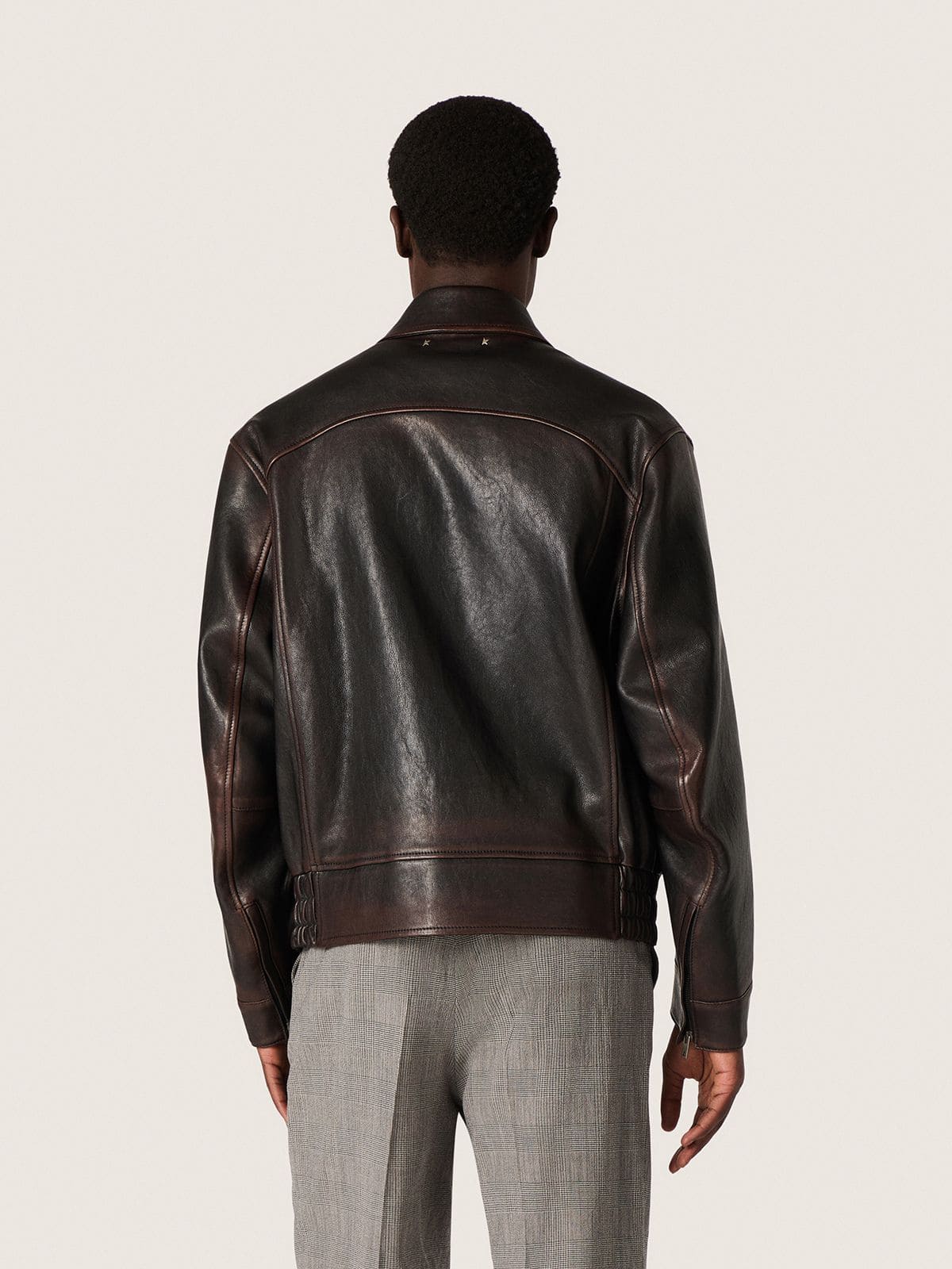 Men’s bomber jacket in burgundy nappa leather - Golden Goose Men