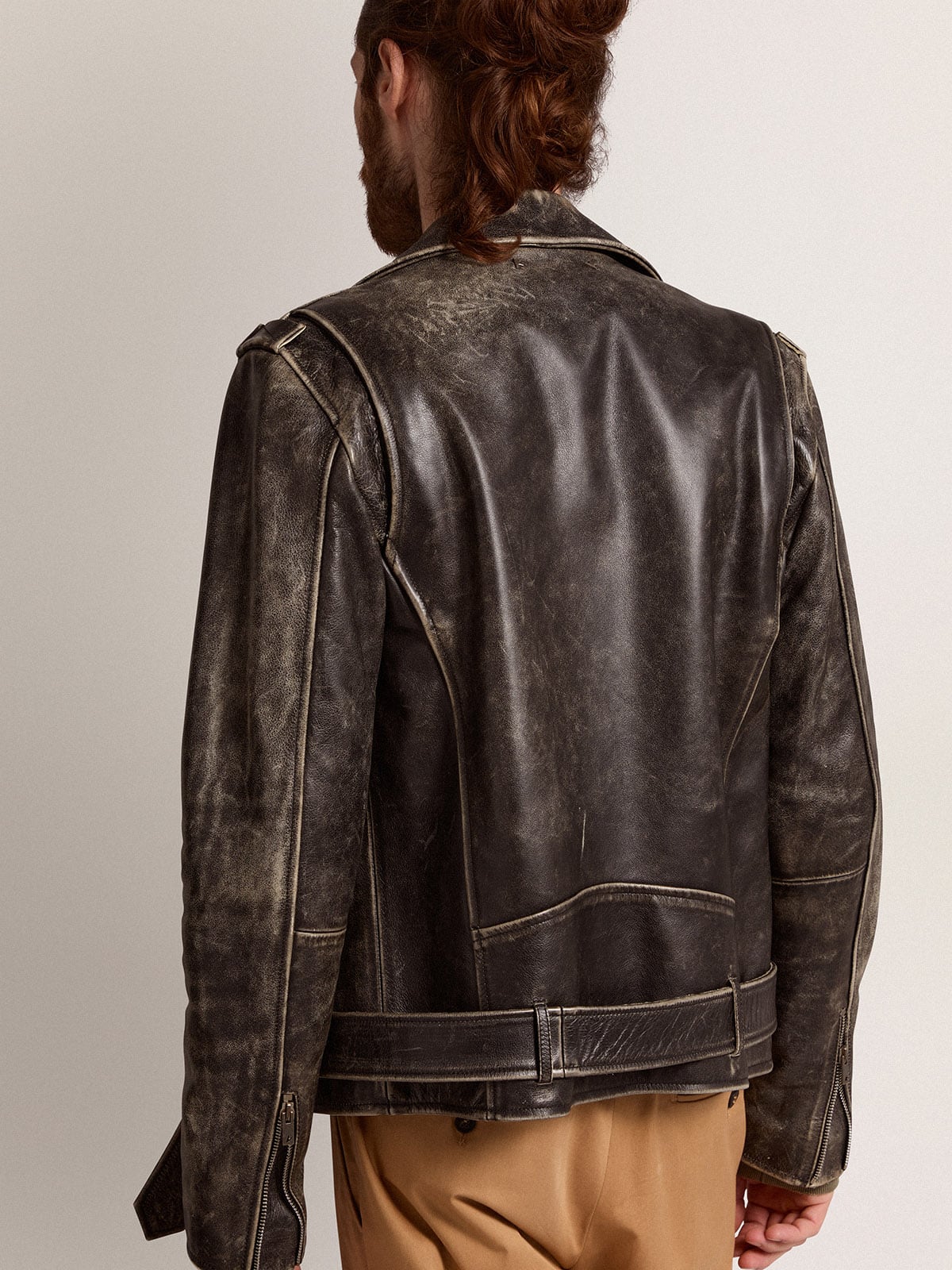 Men’s black leather biker jacket | Golden Goose - Golden Goose Men