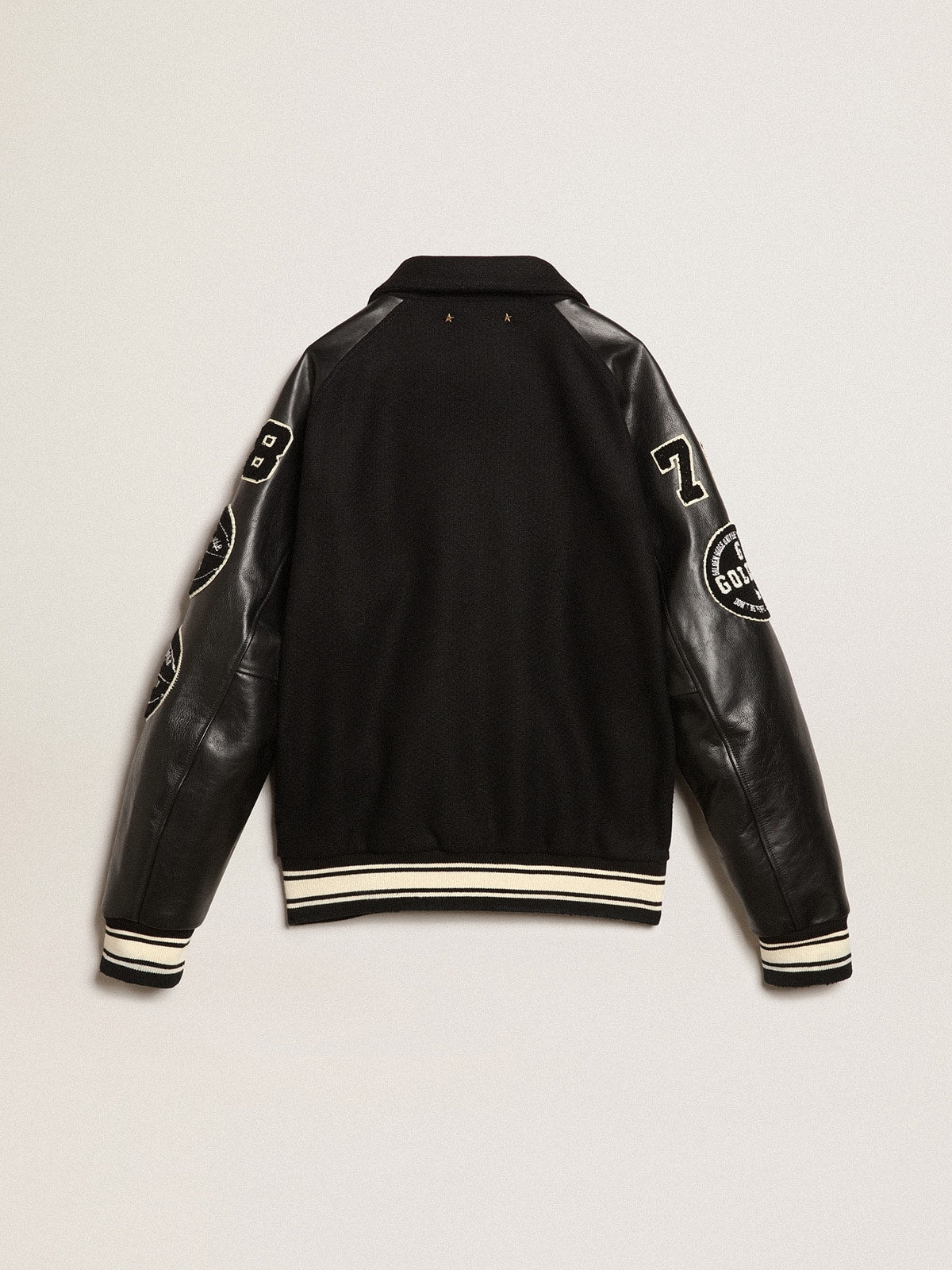 Black wool bomber jacket with patch - Golden Goose Men