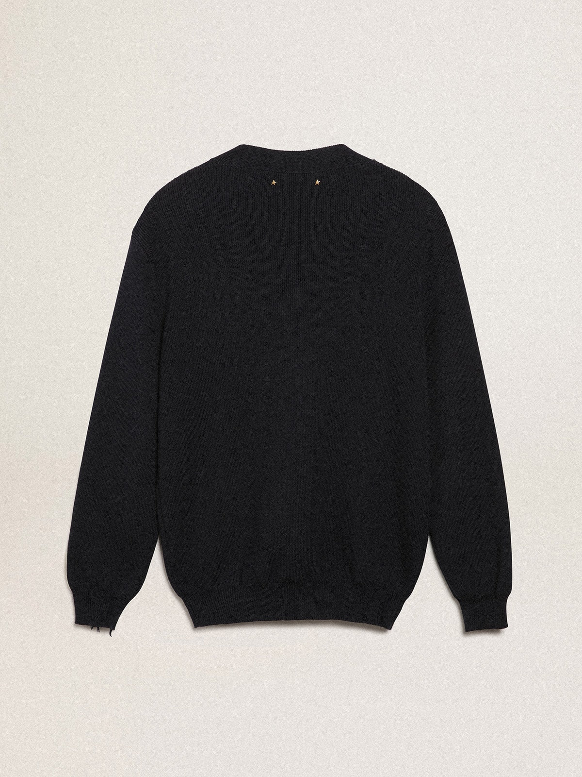 Golden Collection cardigan in dark blue cotton with a distressed finish - Golden Goose Men