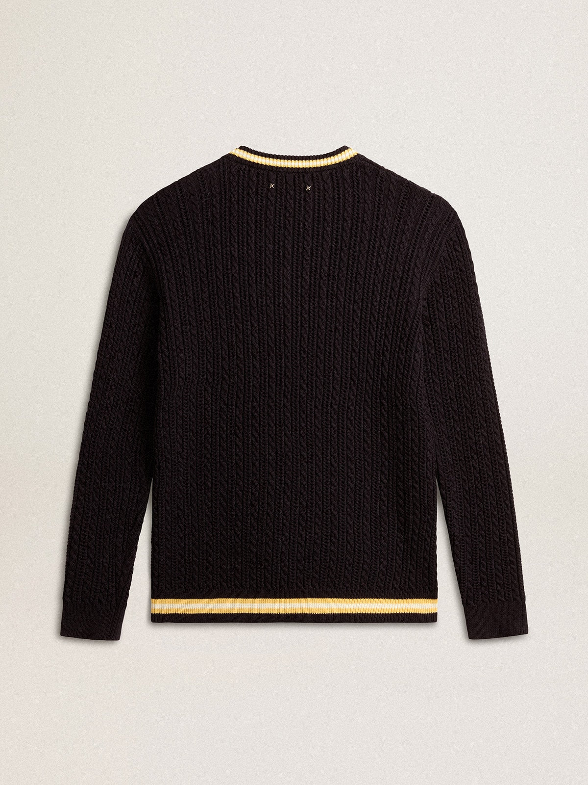 Men’s blue round-neck sweater with contrasting ribbing - Golden Goose Men