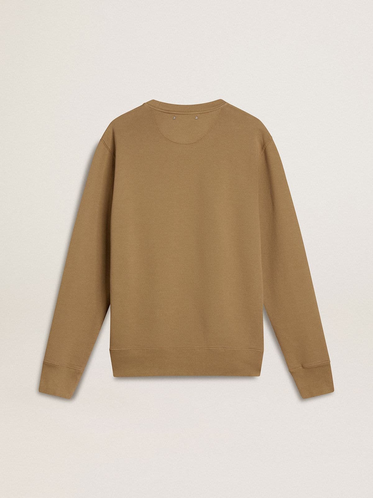 Men's beige cotton sweatshirt with print on the front - Golden Goose Men