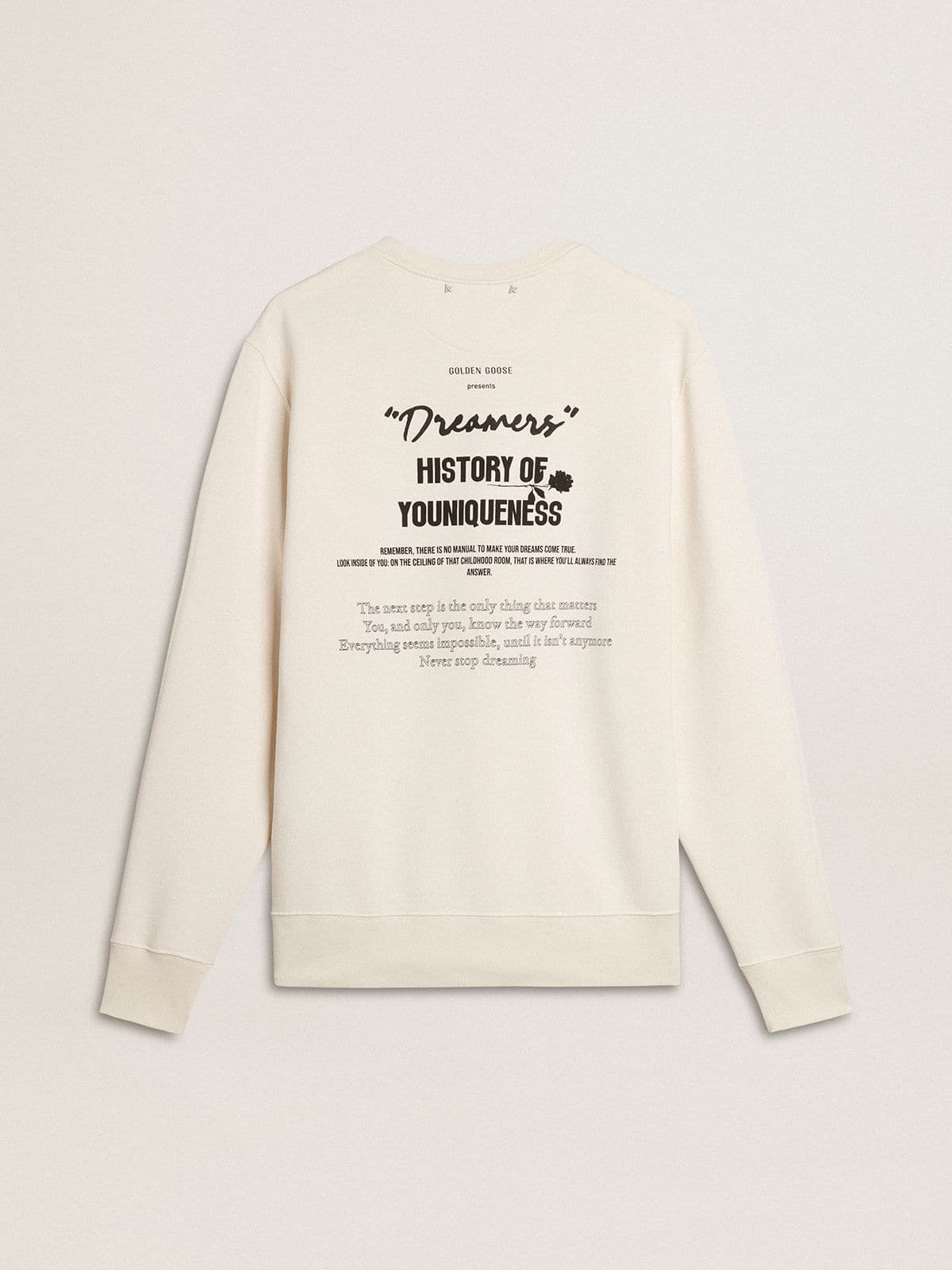 Men's white cotton sweatshirt with print on the back - Golden Goose Men