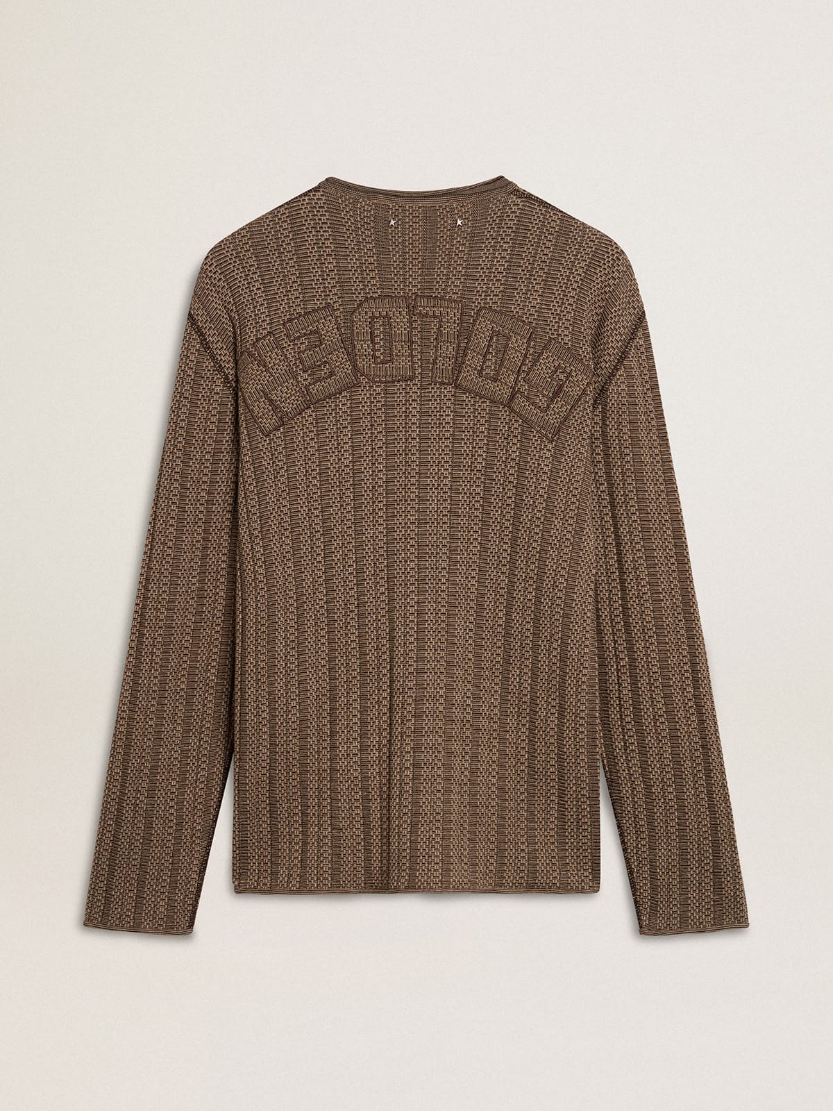 Men's travertine-colored sweater with 'Golden' patch lettering on the back - Golden Goose Men