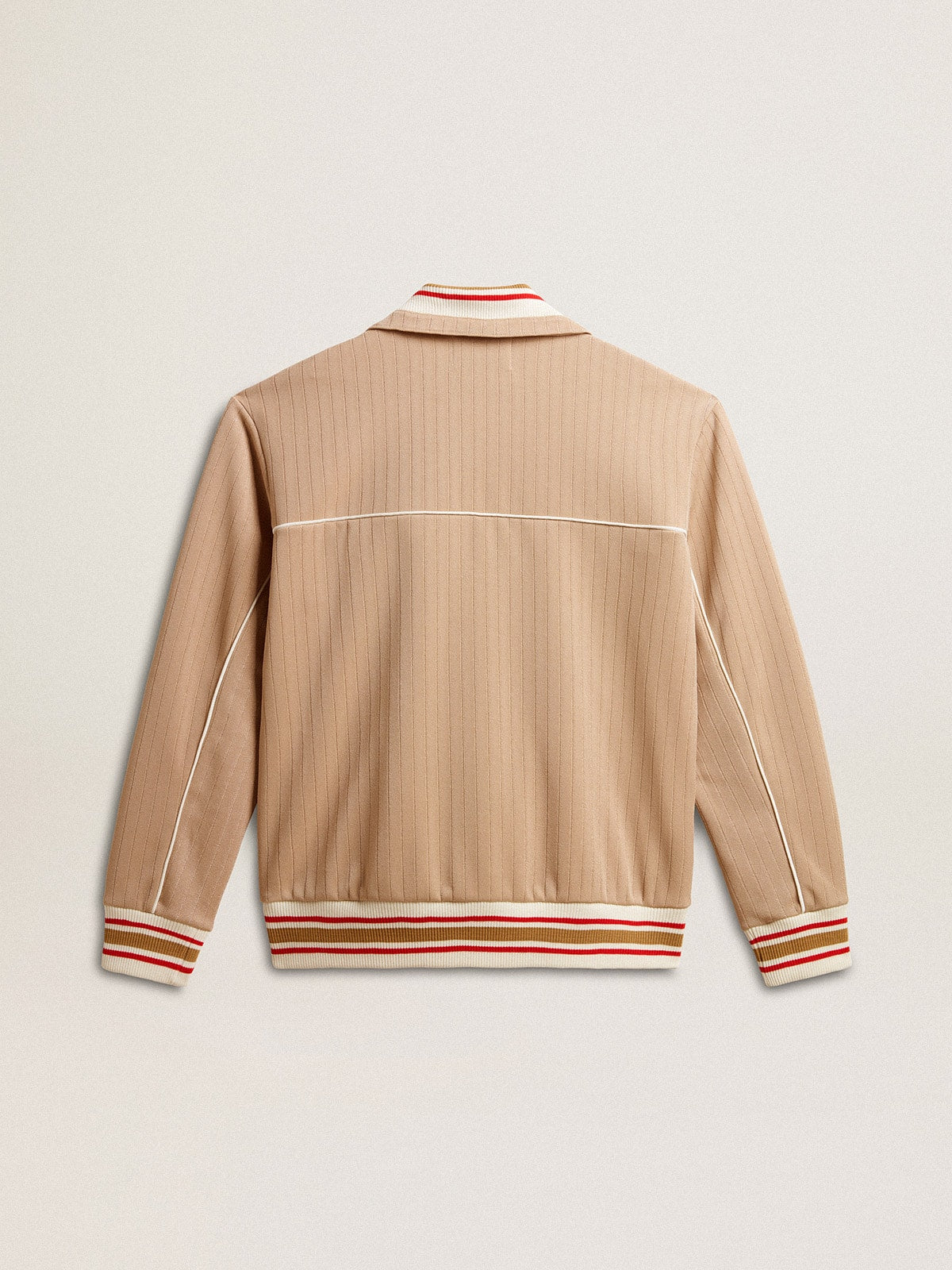 Men’s light beige zipped sweatshirt with white logo - Golden Goose Men