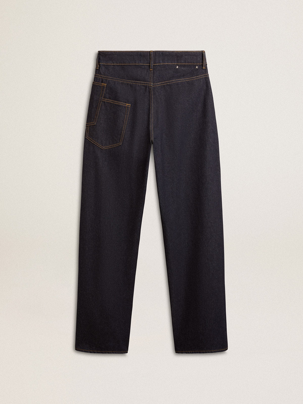 Men’s dark blue wide-leg jeans in one-wash denim - Golden Goose Men