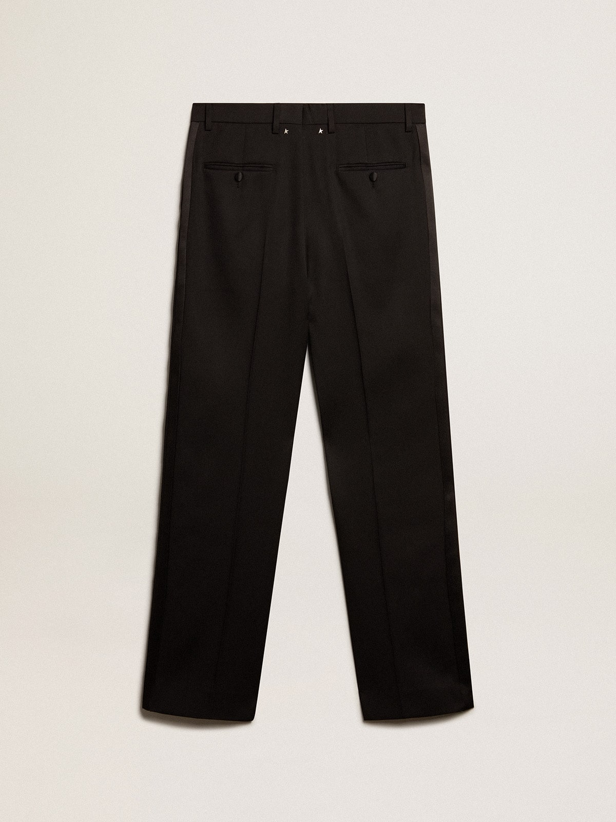 Men’s tuxedo pants in black wool gabardine - Golden Goose Men