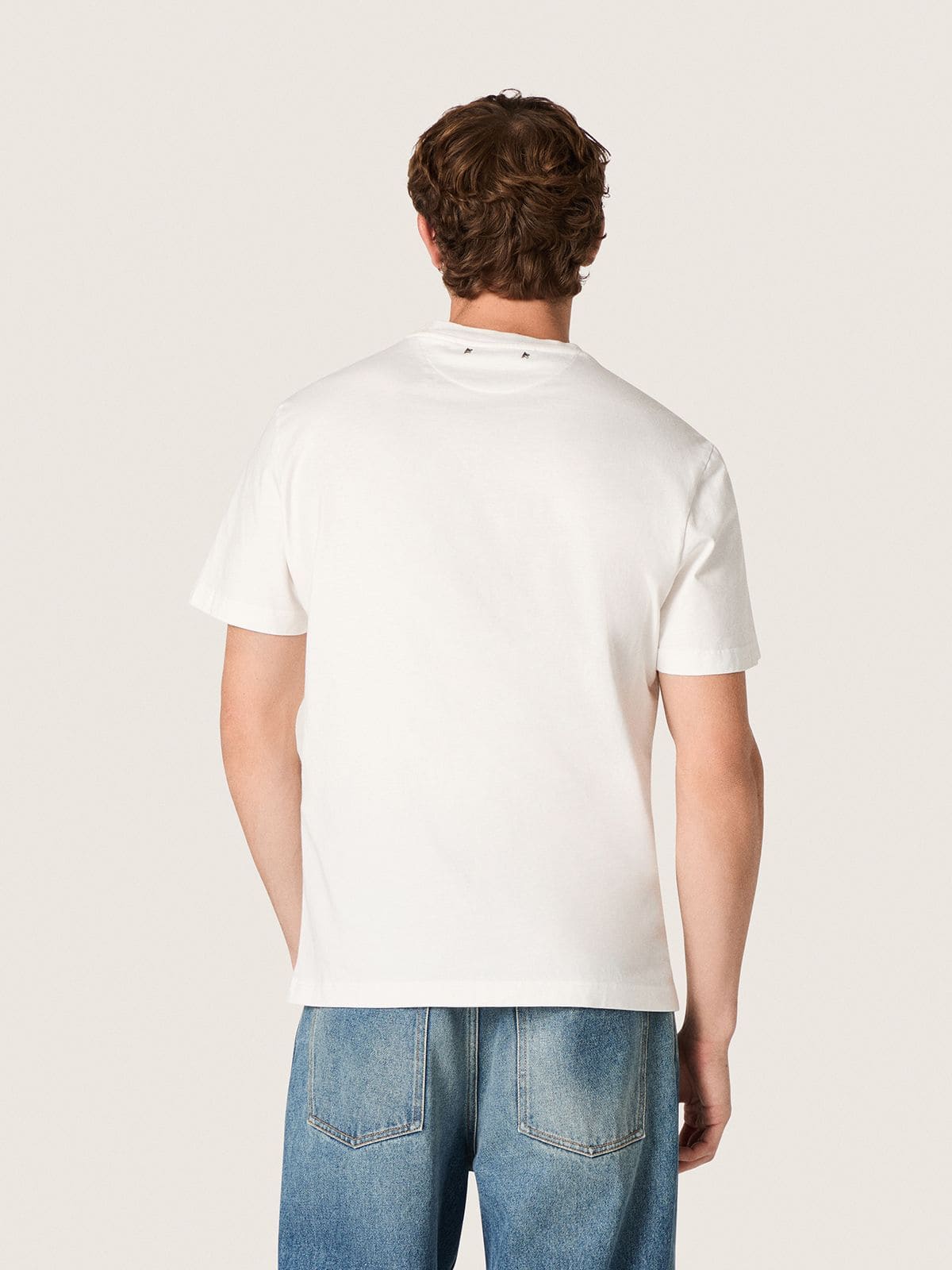 Men's T-shirt in vintage white cotton jersey - Golden Goose Men