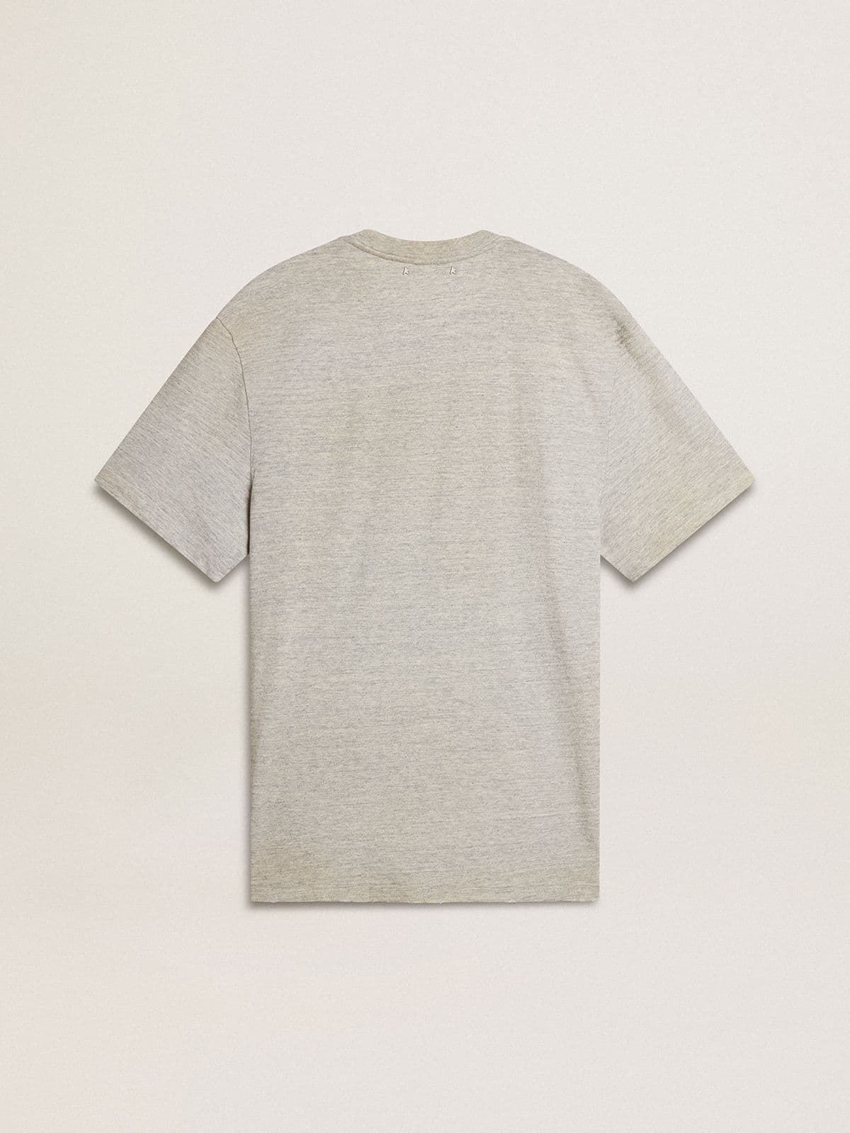 Men's vintage-effect gray T-shirt with print on the front - Golden Goose Men