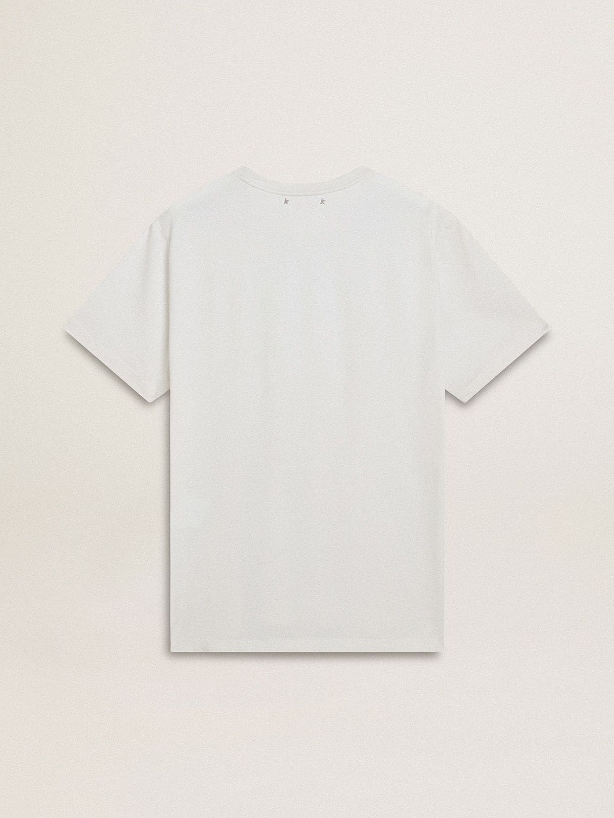 Men's white cotton T-shirt with green print - Golden Goose Men