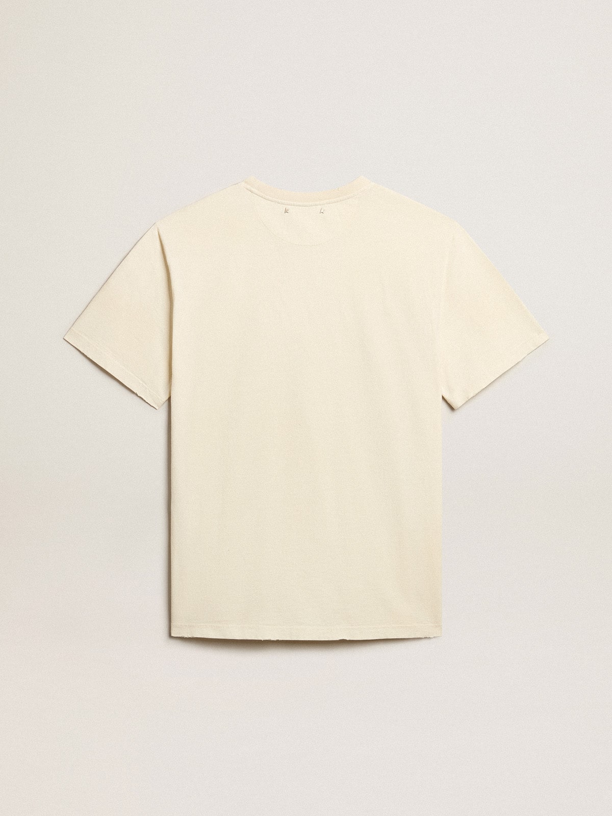 Men’s aged white cotton T-shirt with print on the front - Golden Goose Men