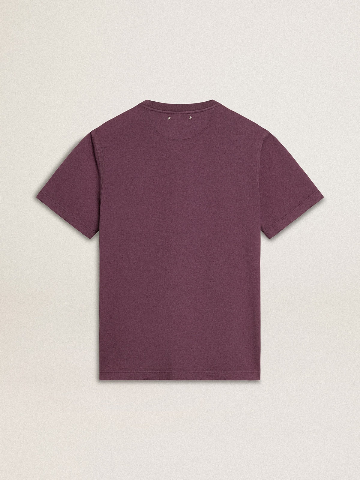 Men’s cotton T-shirt in worn purple with logo print - Golden Goose Men