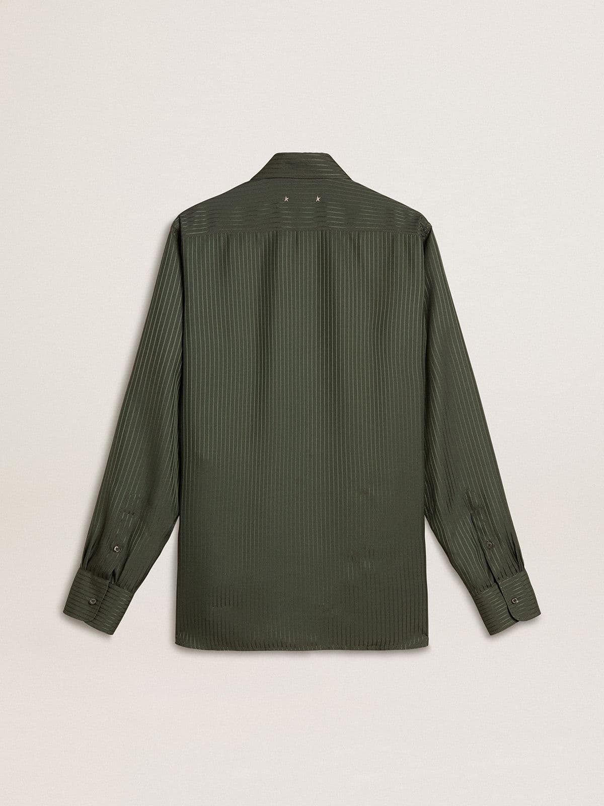 Men's dark green shirt with vertical stripes - Golden Goose Men