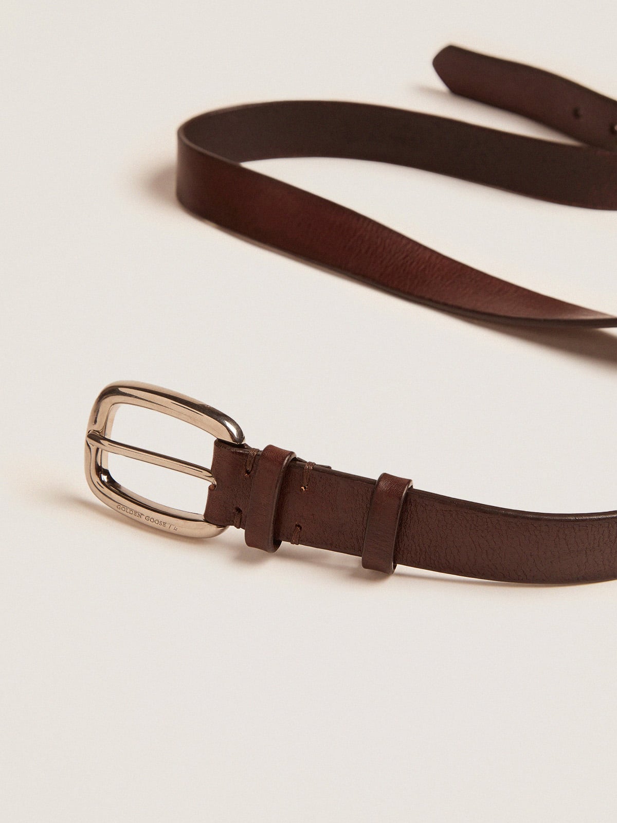 Brown Houston belt in washed leather - Golden Goose Men