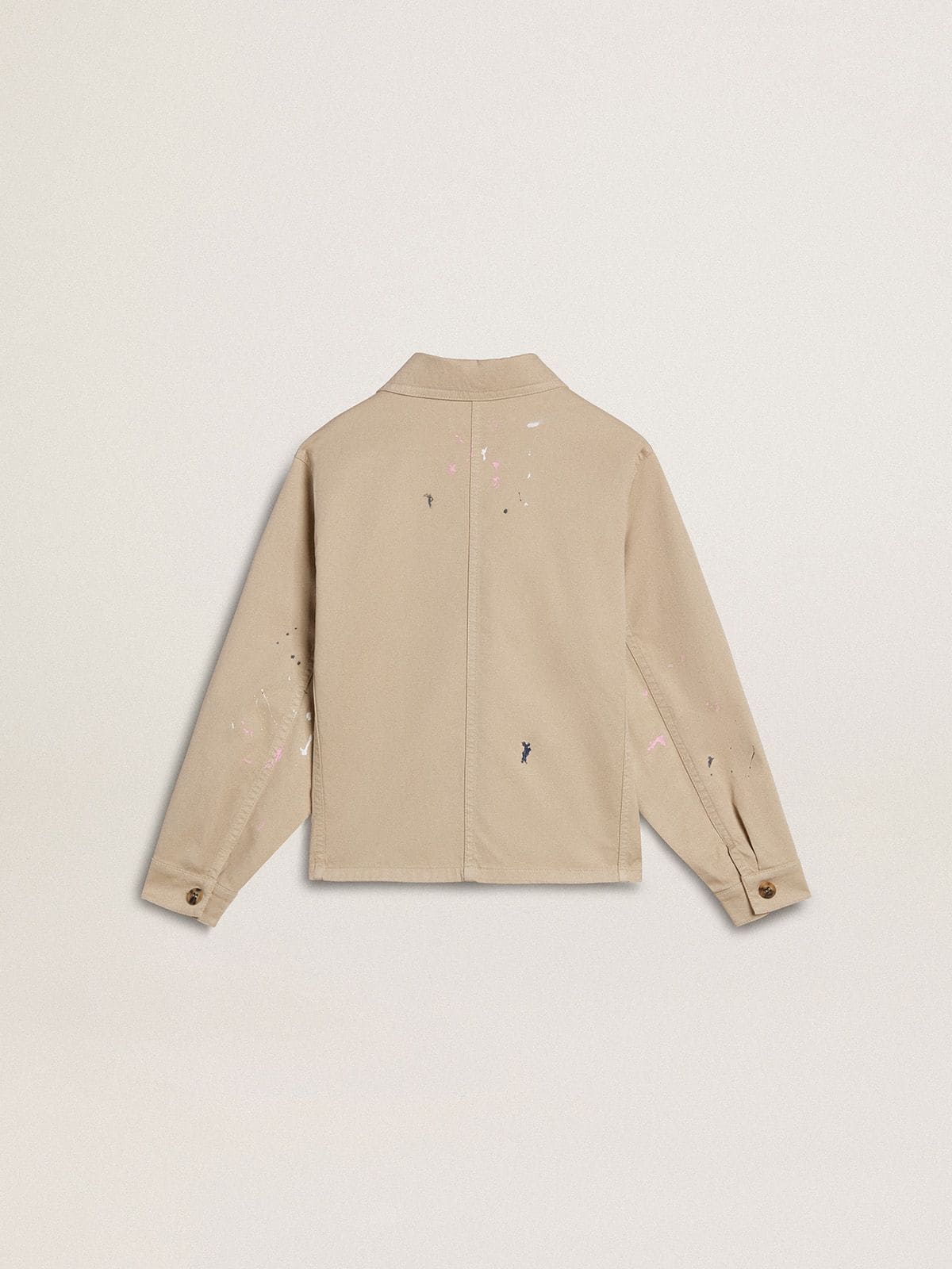 Kids’ beige jacket with multicolor splashes - Golden Goose Kids