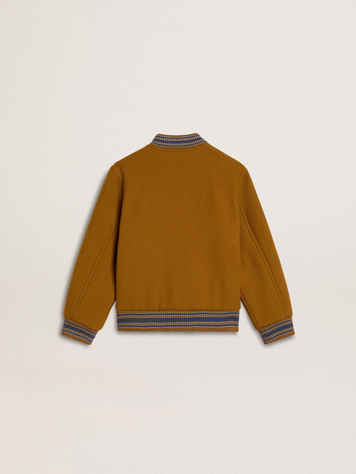 Kids’ wool bomber jacket in ochre yellow with patch - Golden Goose Kids