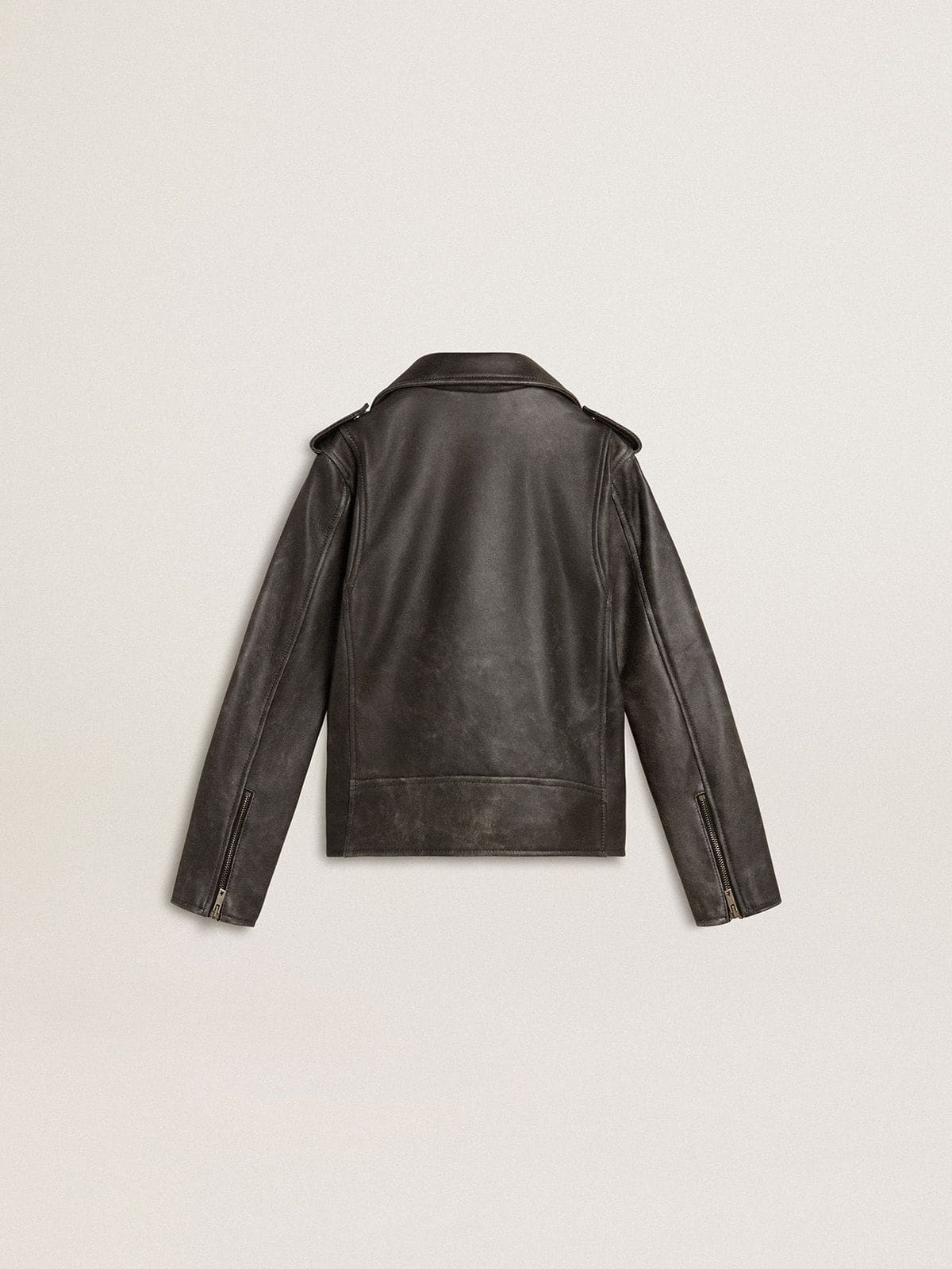 Boys’ biker jacket in distressed leather - Golden Goose Kids