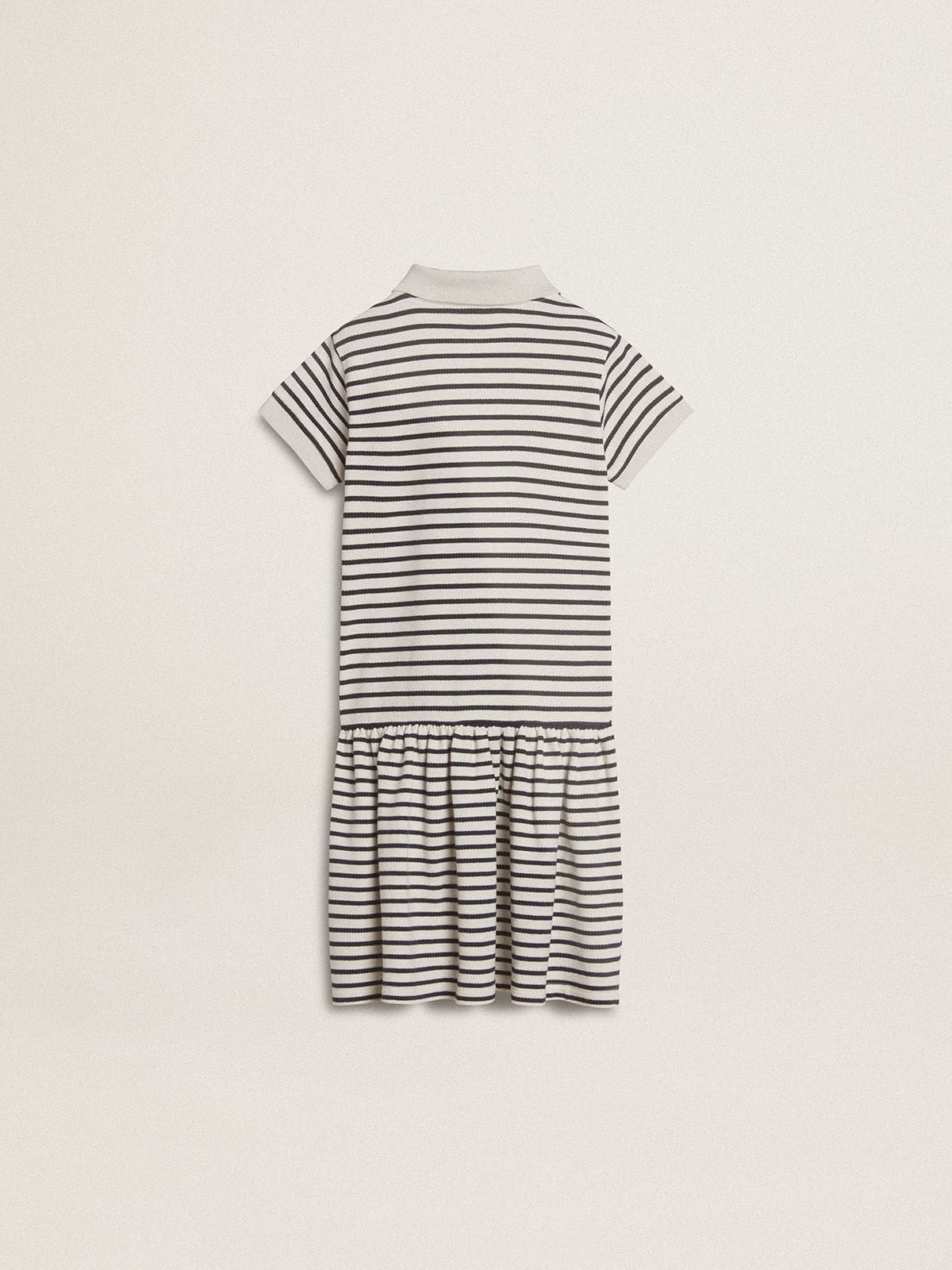 Girls' midi dress in striped cotton blend with embroidery - Golden Goose Kids
