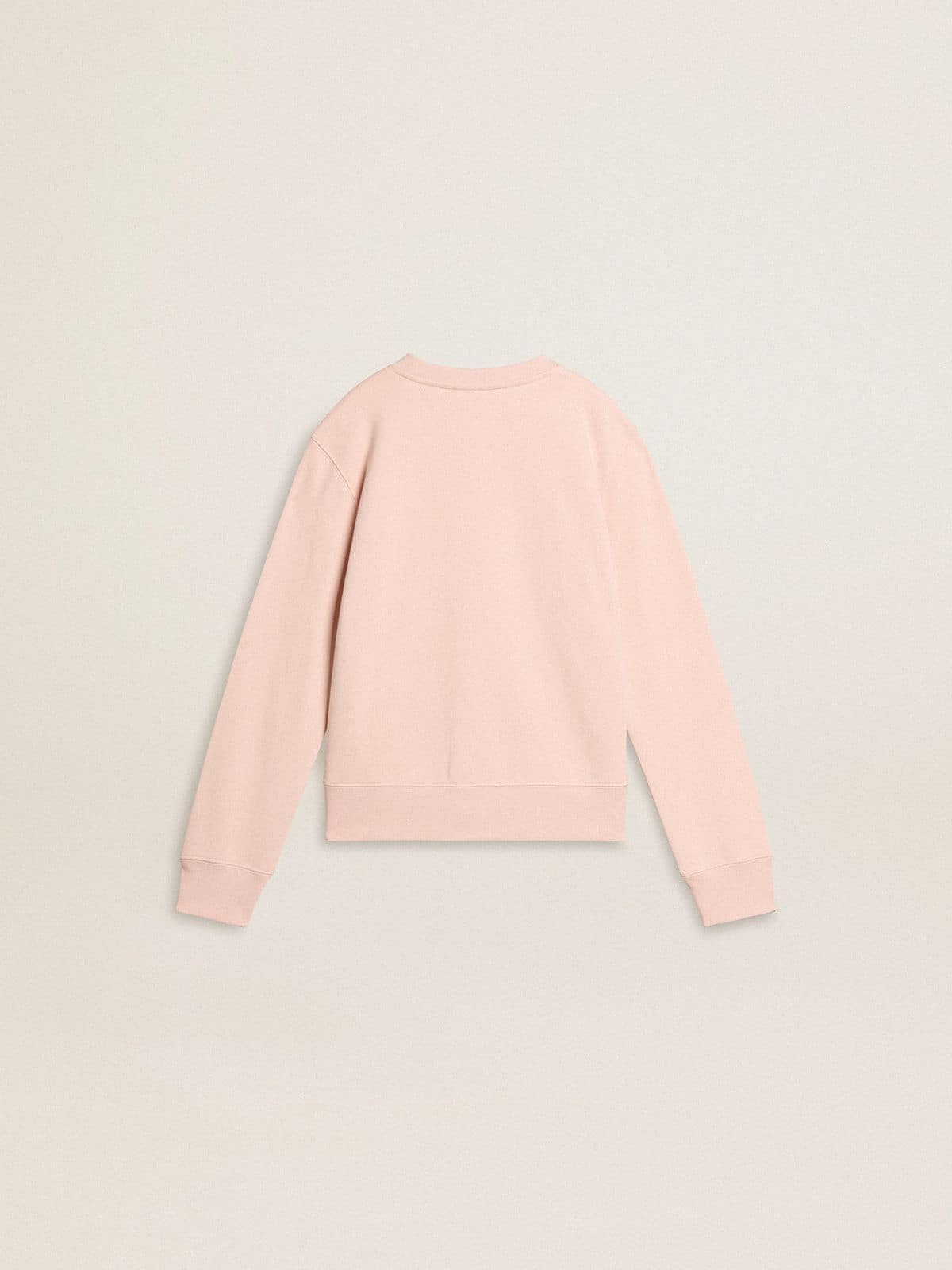 Girls' pink-colored sweatshirt with pink front lettering - Golden Goose Kids