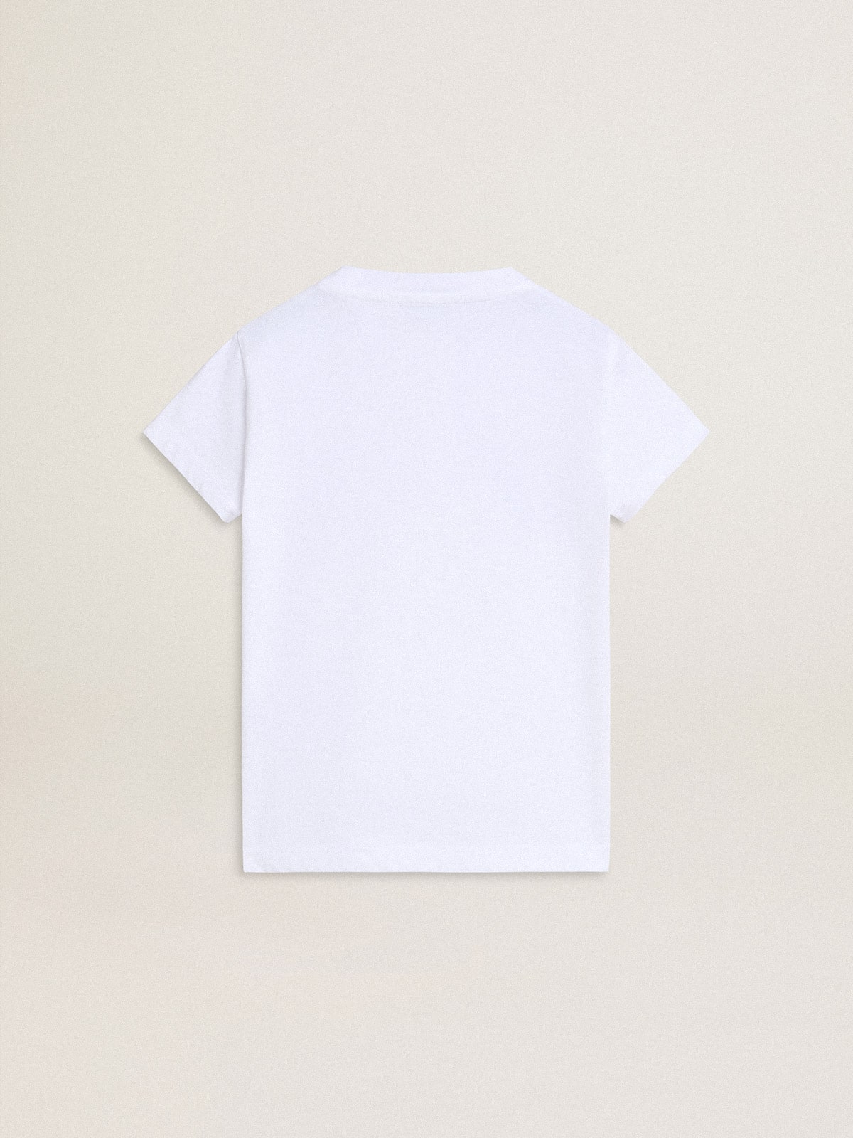 Girls' white T-shirt with pink glitter Golden lettering - Golden Goose Kids
