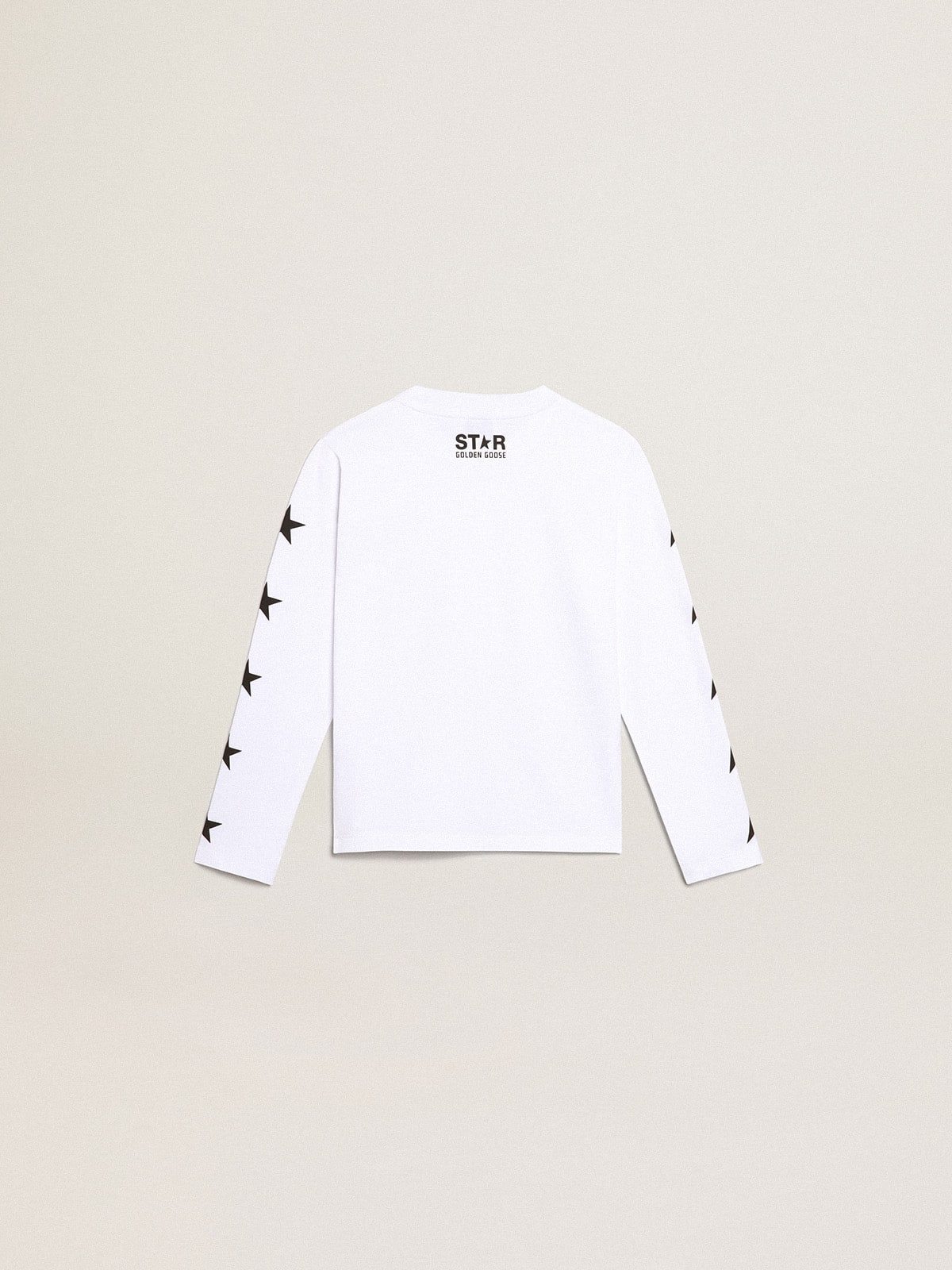 White long-sleeved T-shirt with contrasting black stars - Golden Goose Kids