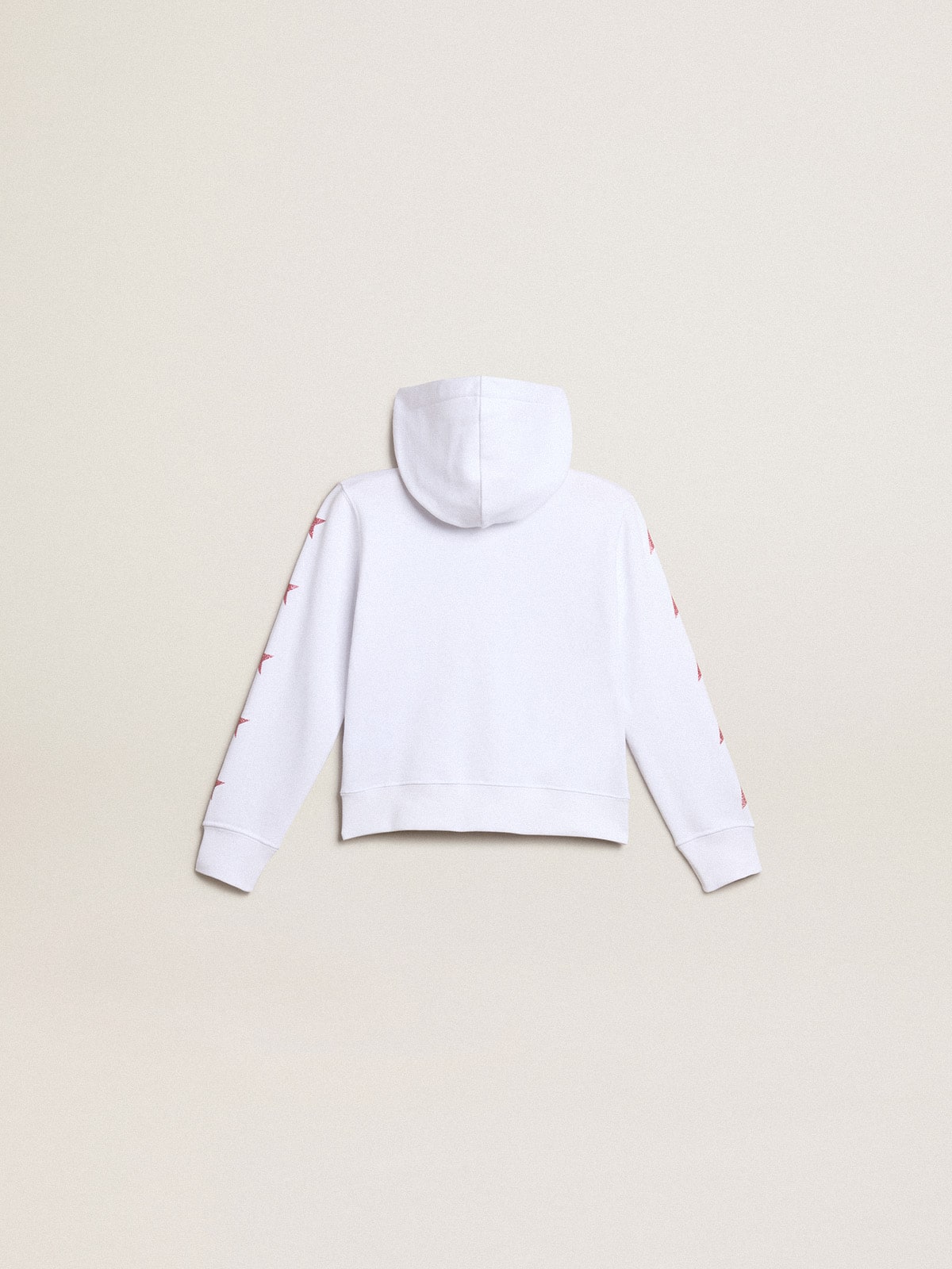 Girls’ zip-up sweatshirt in white with glitter stars on the sleeves - Golden Goose Kids