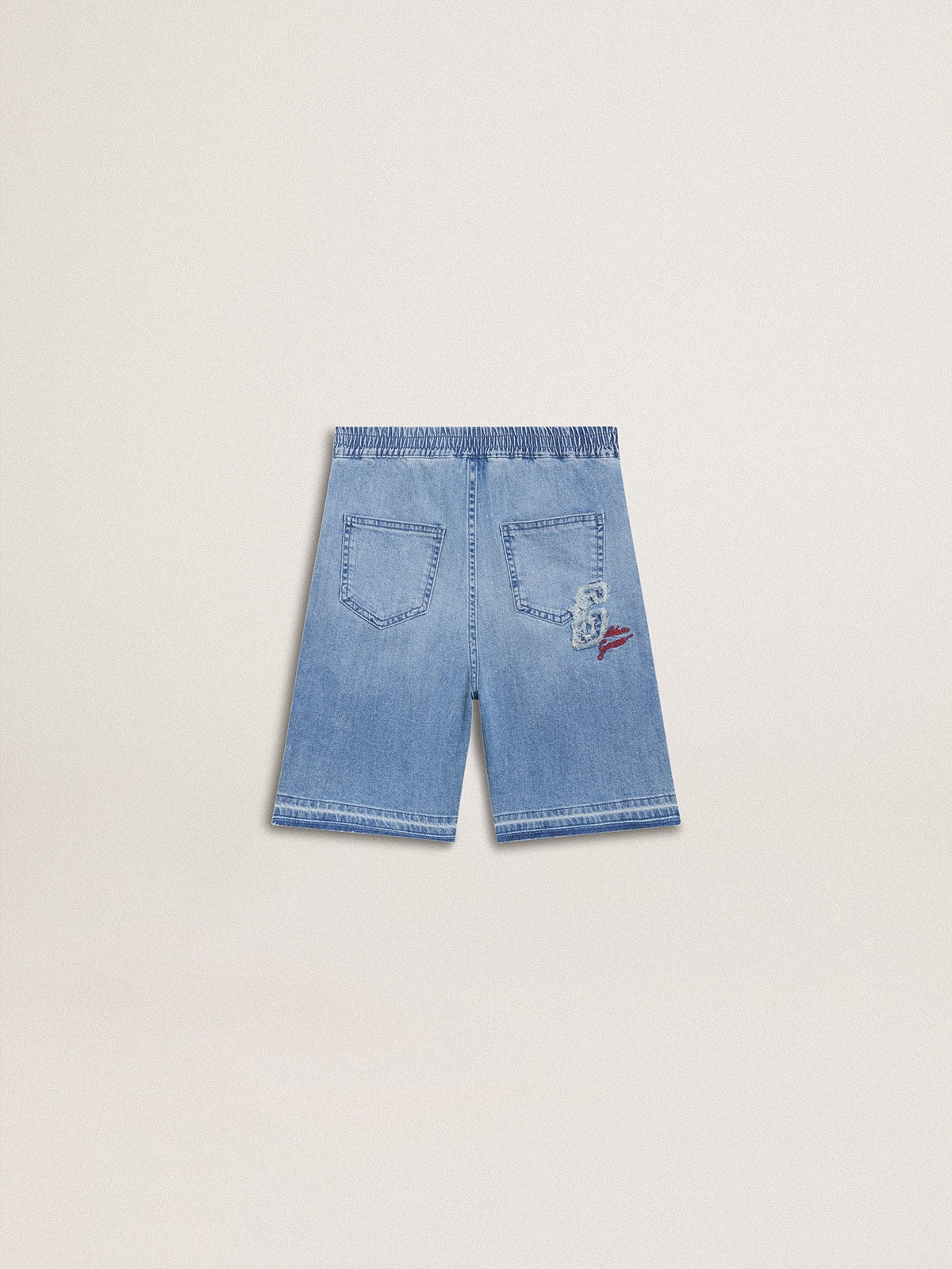 Kids’ denim shorts with embroidery on the back - Golden Goose Kids