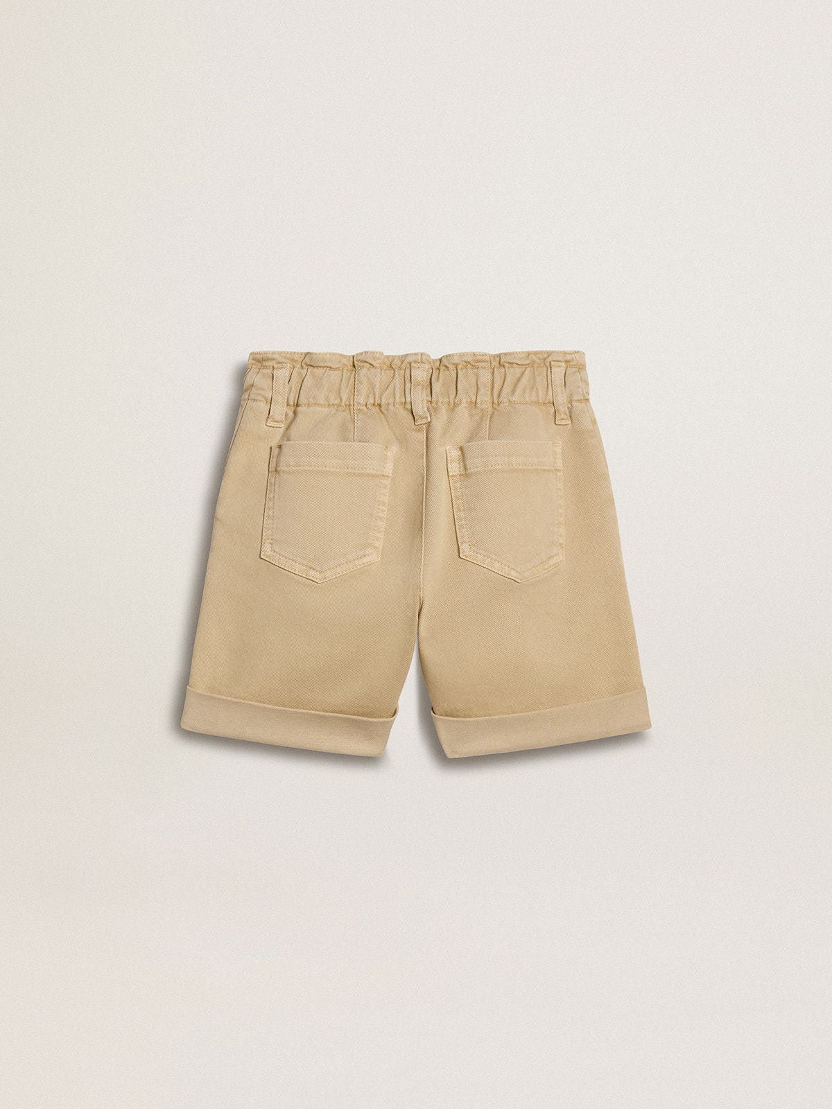 Girls' sand-colored shorts with embroidered logo - Golden Goose Kids