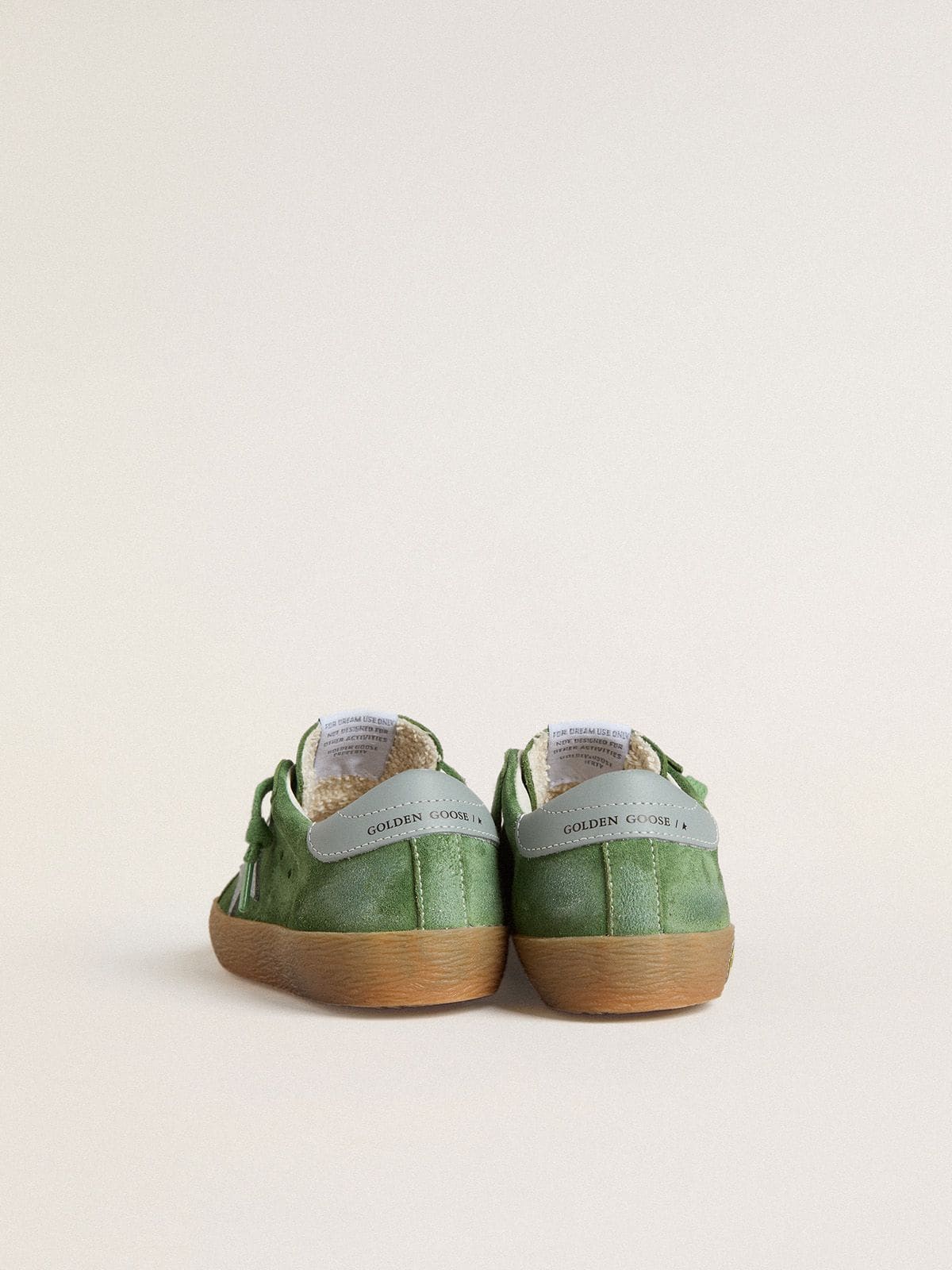 Young Super-Star in green suede with baby blue star and heel tab - Golden Goose Kids
