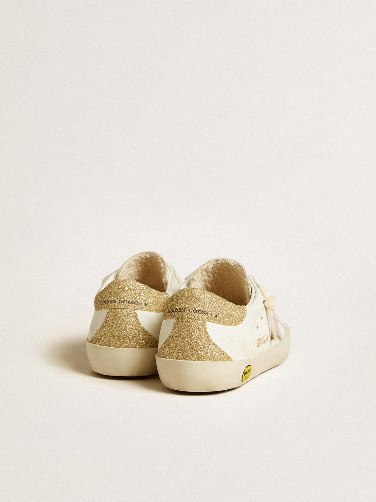 Super-Star Young with lilac leather star and glitter heel tab - Golden Goose Kids