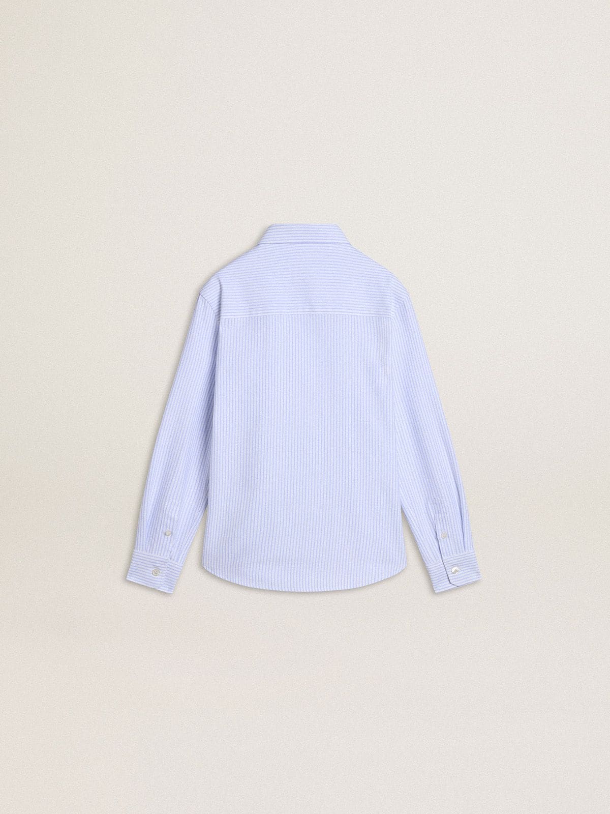 Boys' shirt in light blue and white striped cotton with embroidered logo - Golden Goose Kids