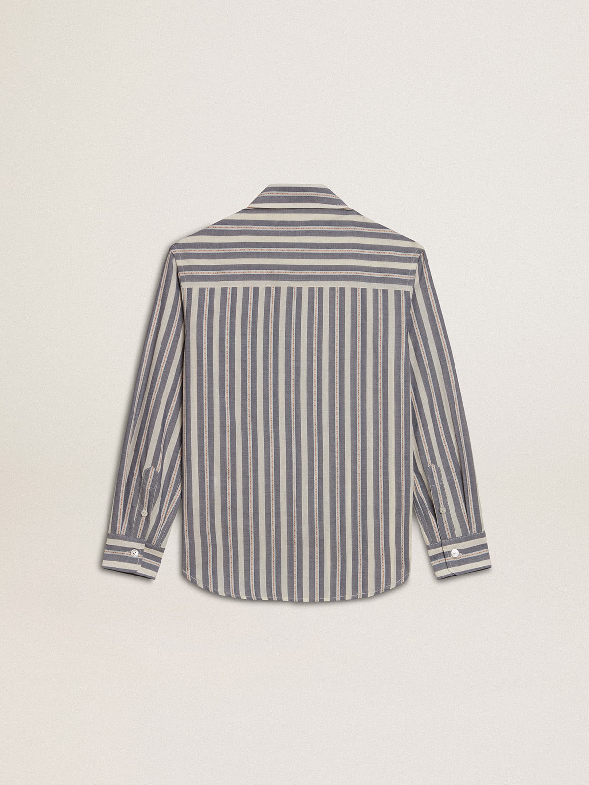 Boys' striped shirt with Golden Dreamers detail on the pocket - Golden Goose Kids