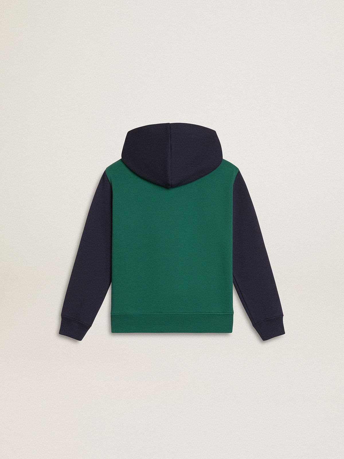 Boys' green and blue sweatshirt with hood and print - Golden Goose Kids