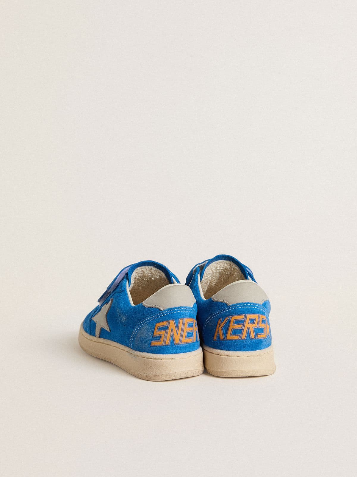 Junior Ball Star in light blue suede with gray nubuck star and heel tab - Golden Goose Kids