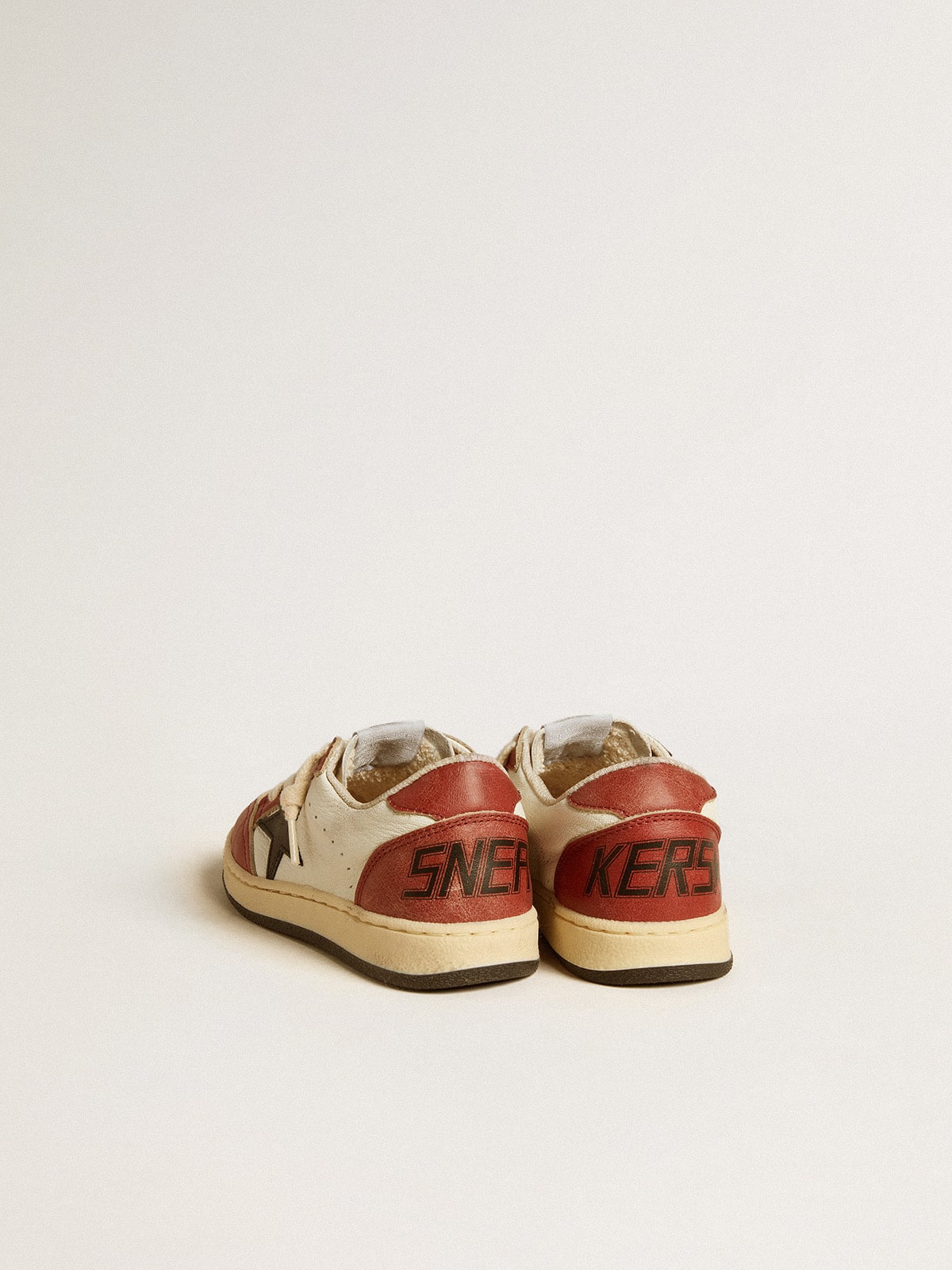 Ball Star Junior in nappa with black star and red leather inserts - Golden Goose Kids