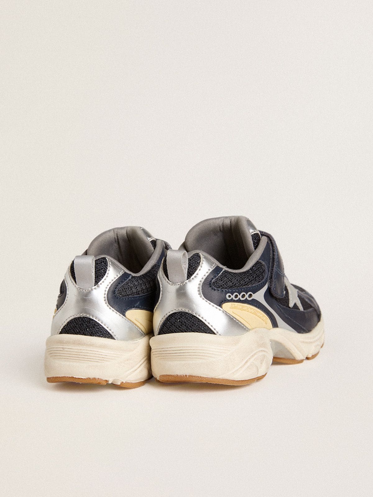Young Lightstar in blue leather and mesh with gray leather star - Golden Goose Kids