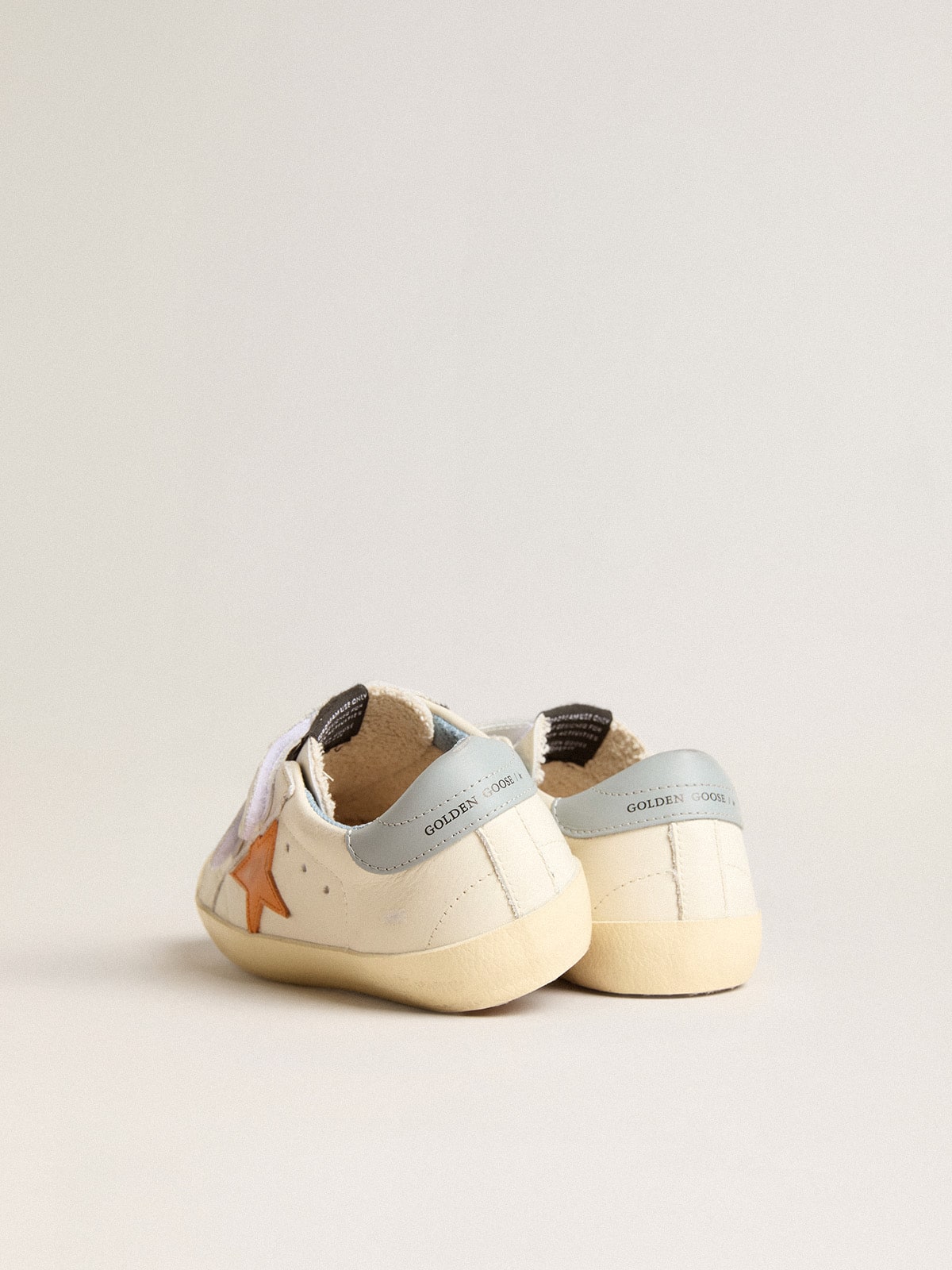 Young Old School in leather with orange star and baby blue heel tab - Golden Goose Kids