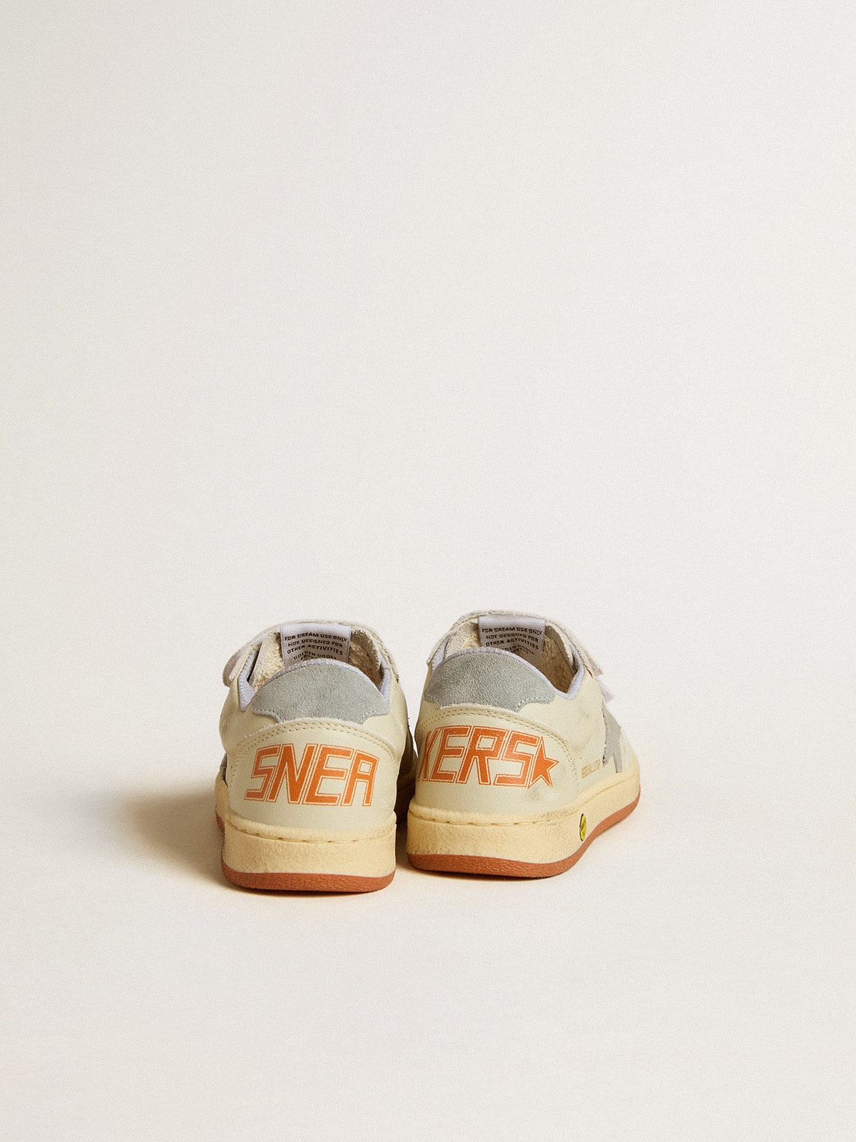 Ball Star Teen in white leather with powder blue star and heel tab - Golden Goose Kids