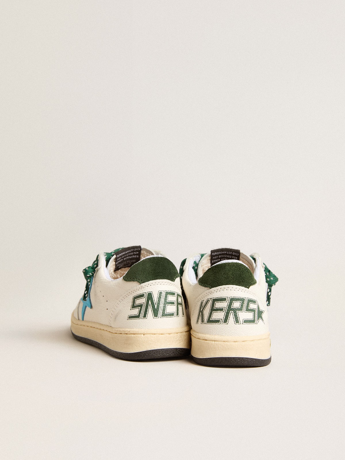 Young Ball Star with turquoise star and green suede heel tab - Golden Goose Kids