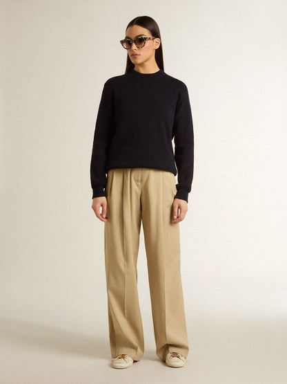 Women's True-Star in white nappa leather with gold star and beige suede heel tab - Golden Goose Women