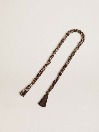 Burgundy braided fabric charm with brass chain - Golden Goose Women