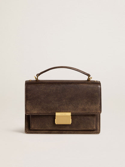 Venezia Bag in vintage dark brown embossed leather with gold details - Golden Goose Women