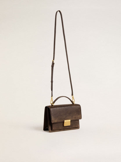 Venezia Bag in vintage dark brown embossed leather with gold details - Golden Goose Women