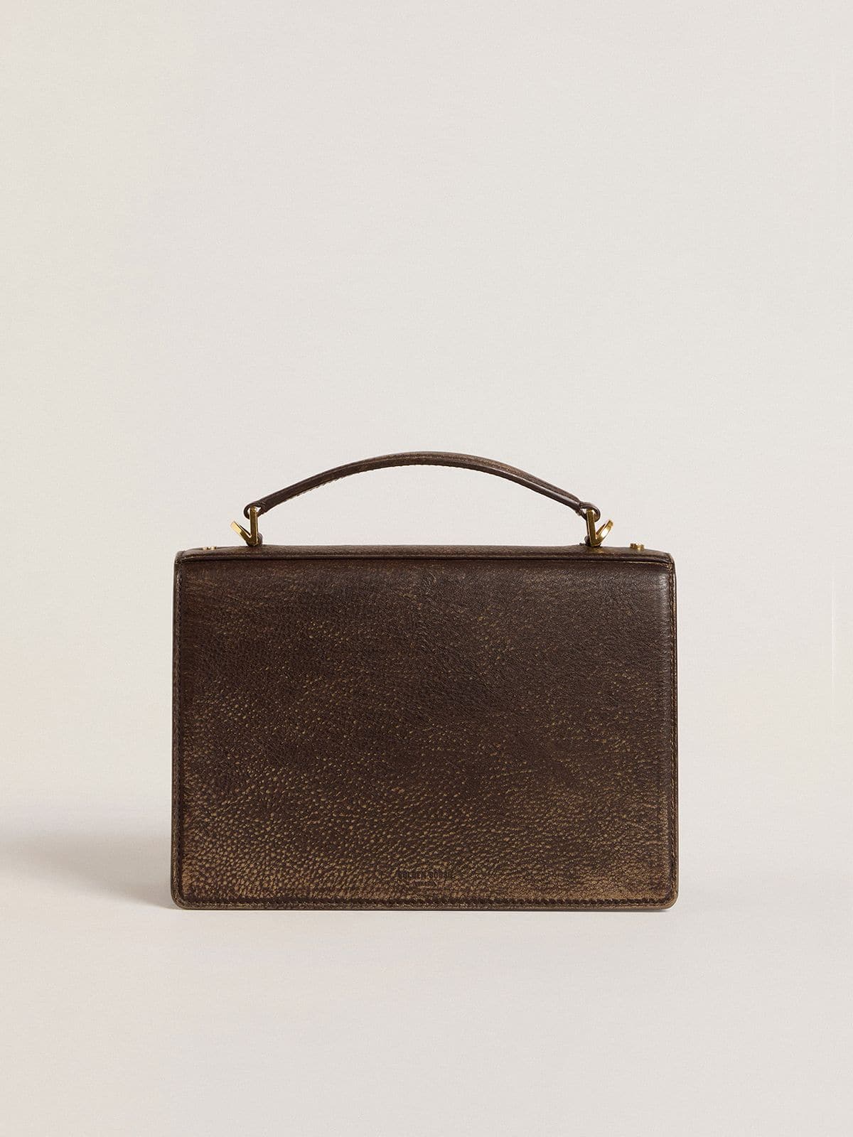Venezia Bag in vintage dark brown embossed leather with gold details - Golden Goose Women