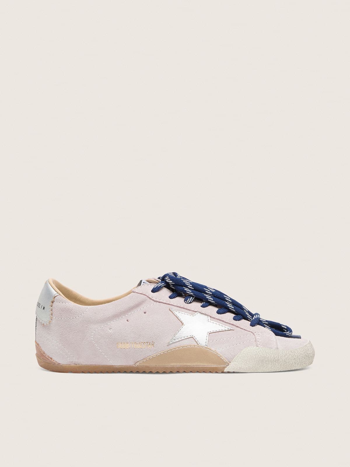 Women's True-Star in pastel pink suede with silver star and heel tab - Golden Goose Women