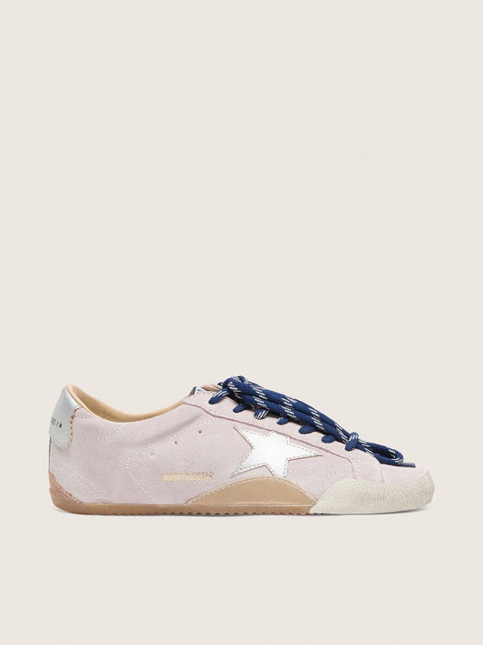 Women's True-Star in pastel pink suede with silver star and heel tab - Golden Goose Women