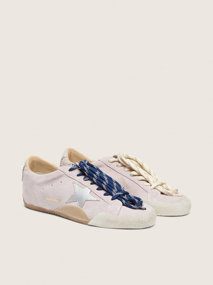 Women's True-Star in pastel pink suede with silver star and heel tab - Golden Goose Women