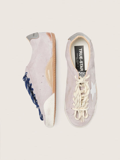 Women's True-Star in pastel pink suede with silver star and heel tab - Golden Goose Women